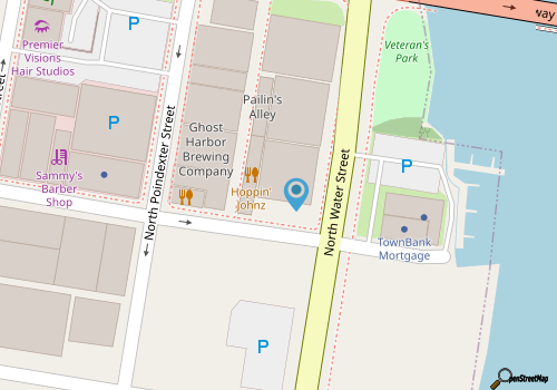 Private condo, river views, off-street parking, and steps from Pailin's Alley map location