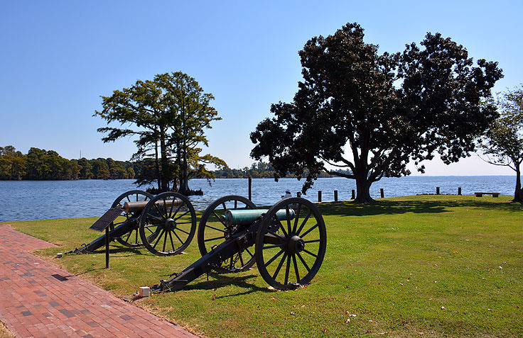 Restored cannons outside the Barker House in Edenton, NC